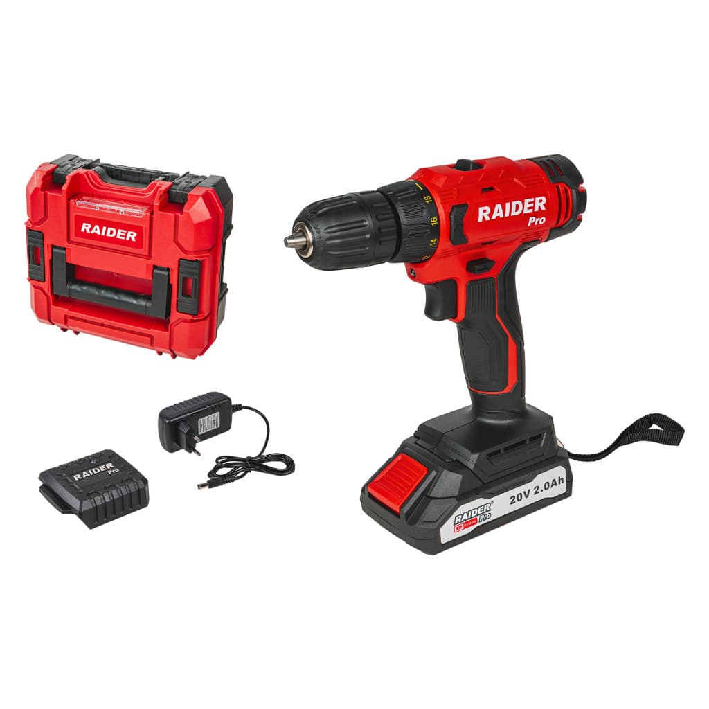 R20 Бормашина акум. 2-ск. 10mm 44Nm 2Ah куфар RAIDER PRO RDP-SPCD20 Set