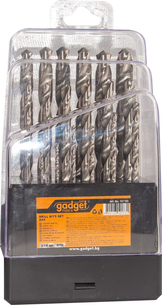 Свредла за метал 19бр ø1.0-10mm HSS к-т GADGET