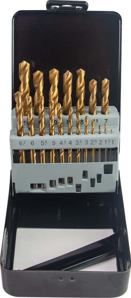Свредла за метал 19бр ø1.0-10mm HSS + TIN к-т GADGET