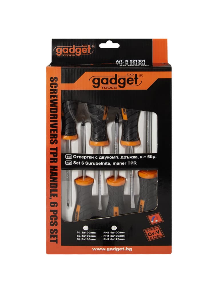 Отвертки с двукомпонентна дръжка к-т 6бр. GADGET