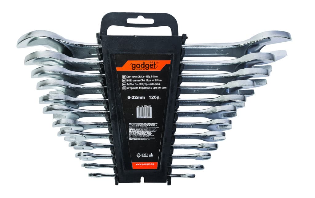Ключ гаечен CR-V к-т 12бр. 6-32mm на стойка GADGET