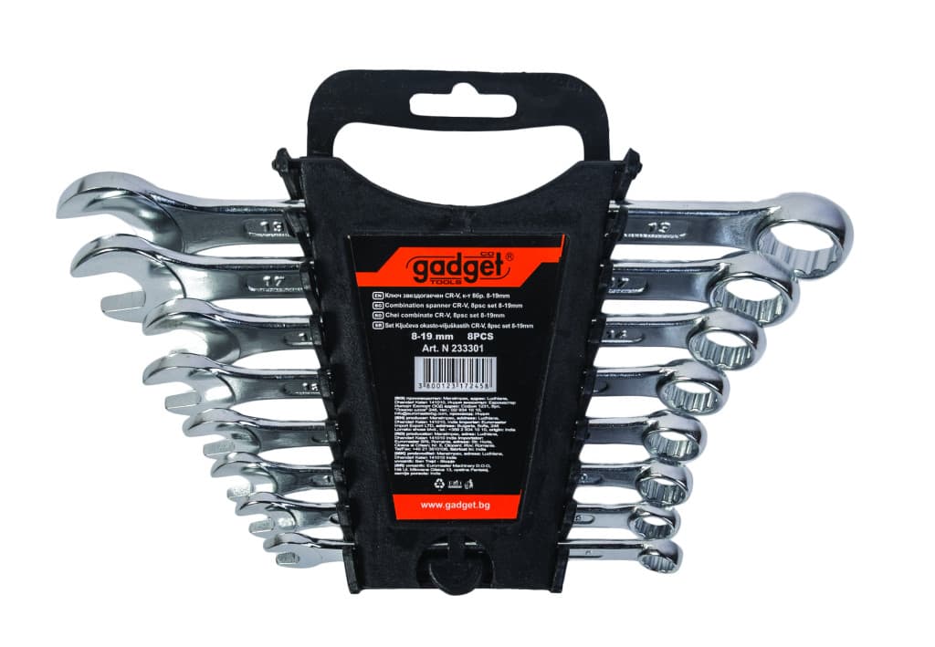 Ключ звездогаечен CR-V к-т 8бр. 8-19mm на стойка GADGET