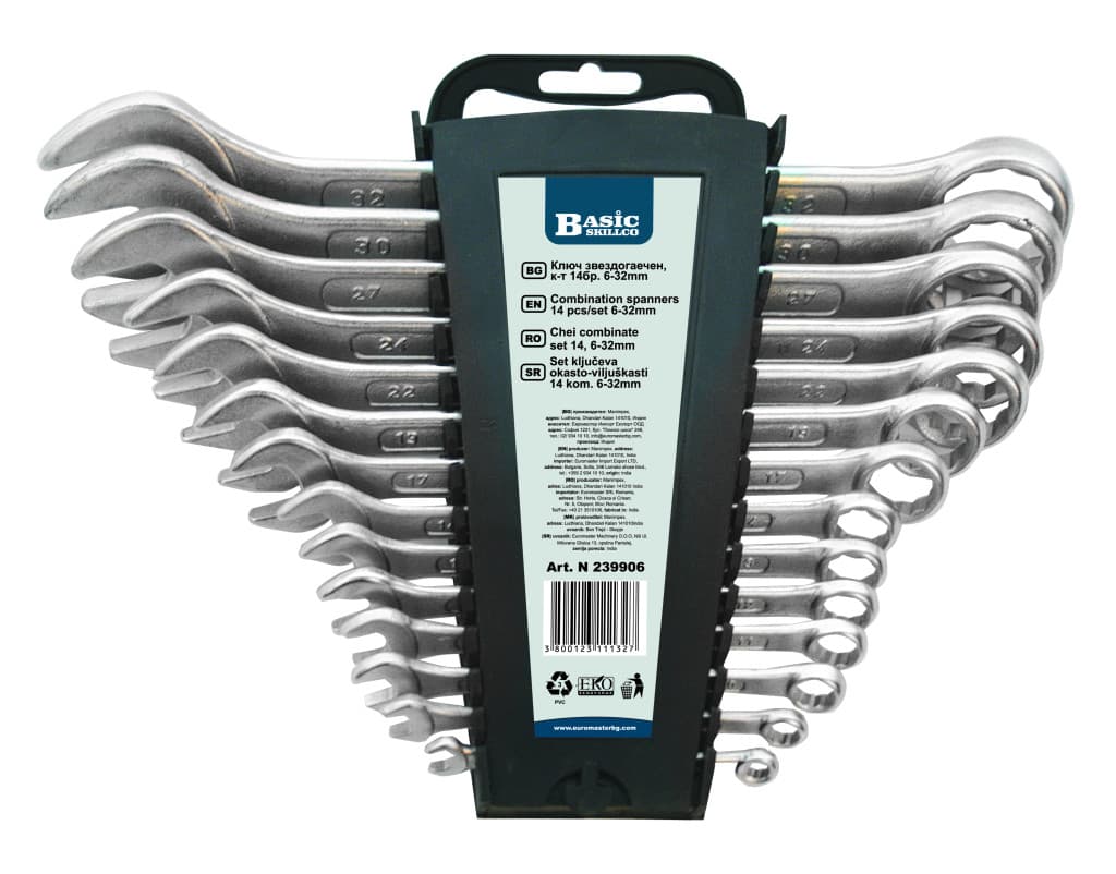 Ключ звездогаечен к-т 14бр 6-32mm на стойка Basic Skillco
